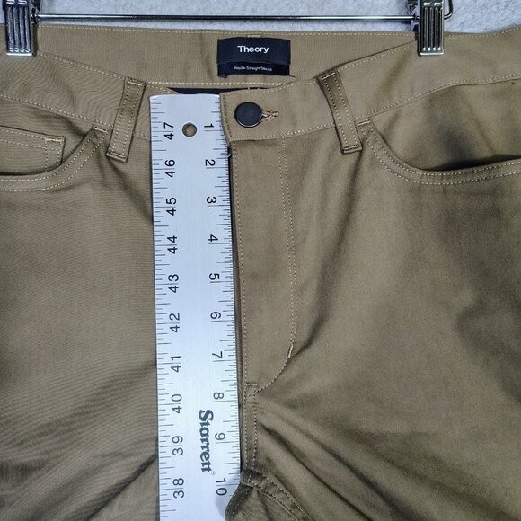 Theory Pants Men's 34 Brown Stretch Flat Front Haydin Straight Slim Fit Classic - Picture 5 of 11